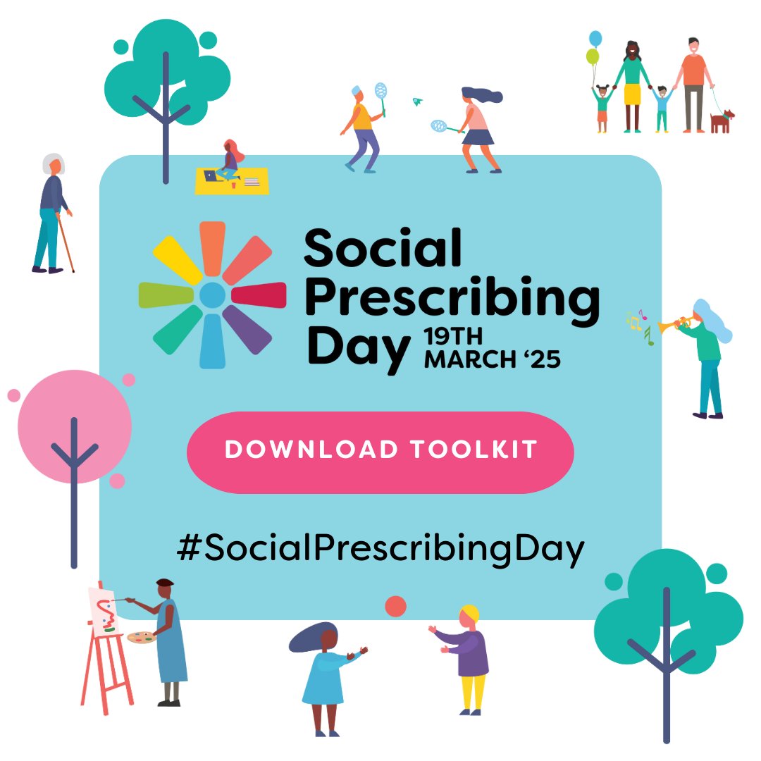 🌟 #SocialPrescribingDay is on the 19th March 2025 - Download the toolkit &amp; take part 🌟

You can get involved by hosting events, showcasing your work on social media or highlighting what you’re doing in the media.

Access information, guidance &amp; graphics: ow.ly/bszC50UaLpe