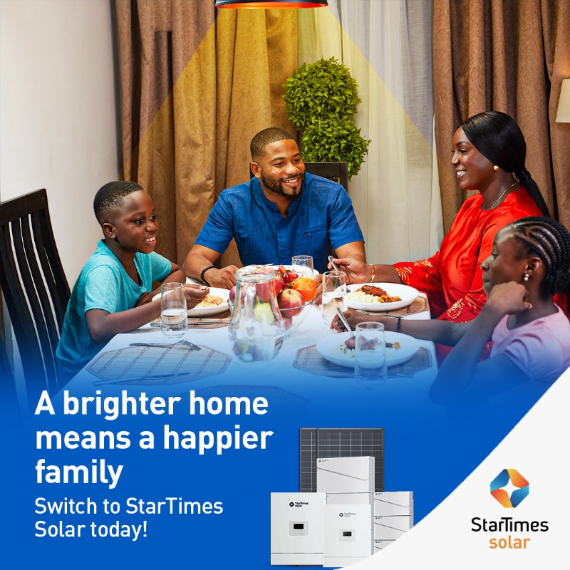 StarTimesSolar's tweet photo. A brighter home, a happier family! Let StarTimes Solar keep your home powered for all your special moments.

✅ Flexible payment plans to fit your budget

Switch to StarTimes Solar today!