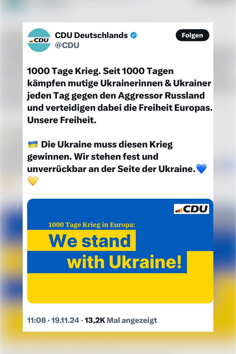 Dr. Markus Krall (@markus_krall) on Twitter photo Liebe <a href="/CDU/">CDU Deutschlands</a>, nein, das ist nicht unser Krieg. Die Ukraine ist kein NATO-Mitglied. Spart Euch die E**sieg-Prosa.
Wir müssen GAR NICHTS.
Das ist der Krieg korrupter Oligarchen und Resultat aggressiver, vertragsbrüchiger NATO-Politik.
Deshalb ist die Kriegstreiber-CDU unwählbar. Liebe <a href="/CDU/">CDU Deutschlands</a>, nein, das ist nicht unser Krieg. Die Ukraine ist kein NATO-Mitglied. Spart Euch die E**sieg-Prosa.
Wir müssen GAR NICHTS.
Das ist der Krieg korrupter Oligarchen und Resultat aggressiver, vertragsbrüchiger NATO-Politik.
Deshalb ist die Kriegstreiber-CDU unwählbar.