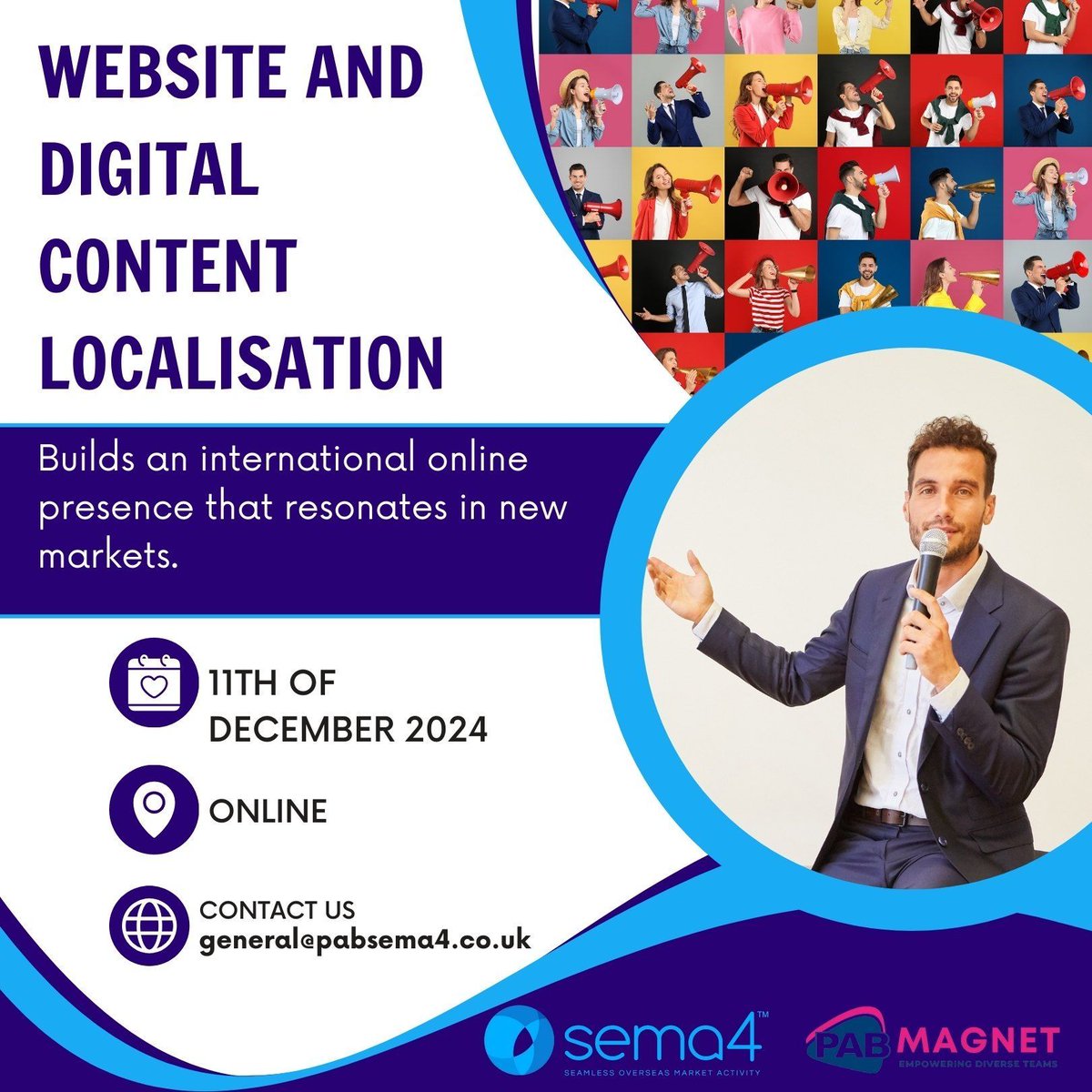 Master the Art of Localisation! 
Our fully funded online training offers practical strategies to adapt your website, app, and content for any target market

👉 Sign Up Here buff.ly/4fv4B7m 

#GlobalReach #BusinessGrowth #BrandExpansion #FreeTraining #Skegness #Louth