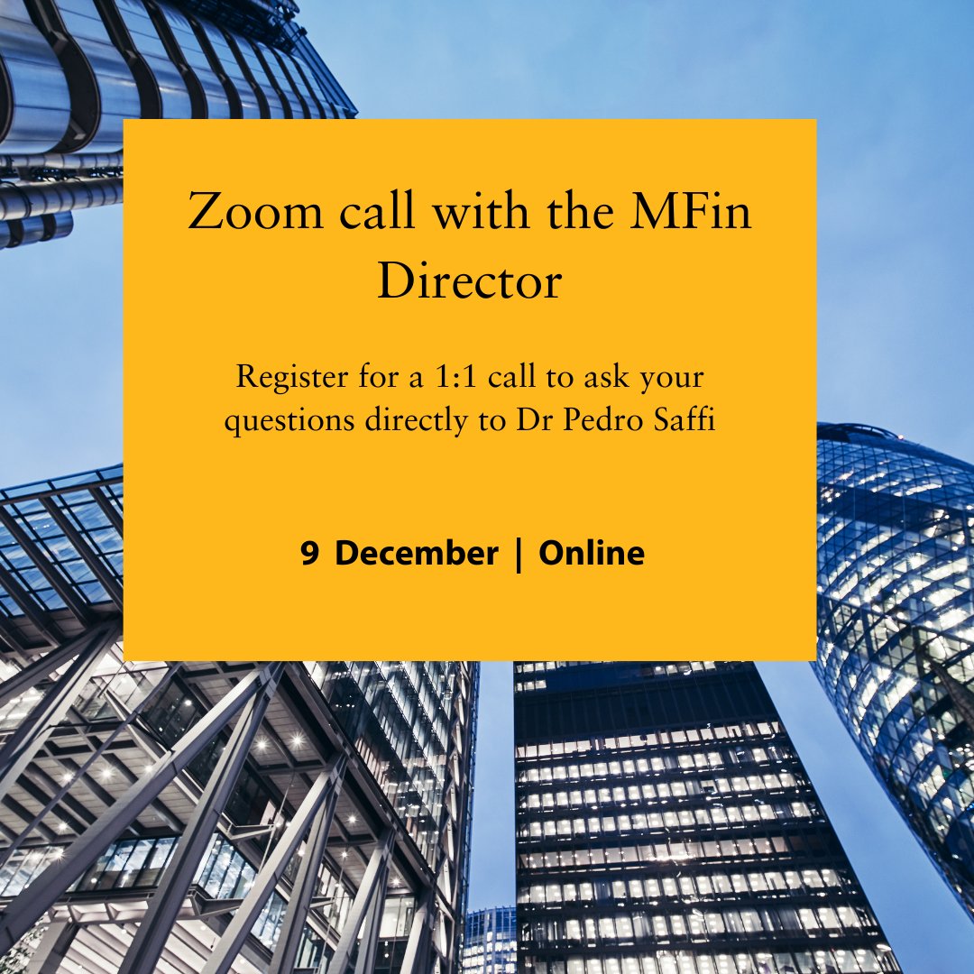 There are still a few slots available for a 1:1 call with the MFin Director Dr Pedro Saffi on 9 December! Find out more and register: jbs.cam.ac.uk/events/call-wi…