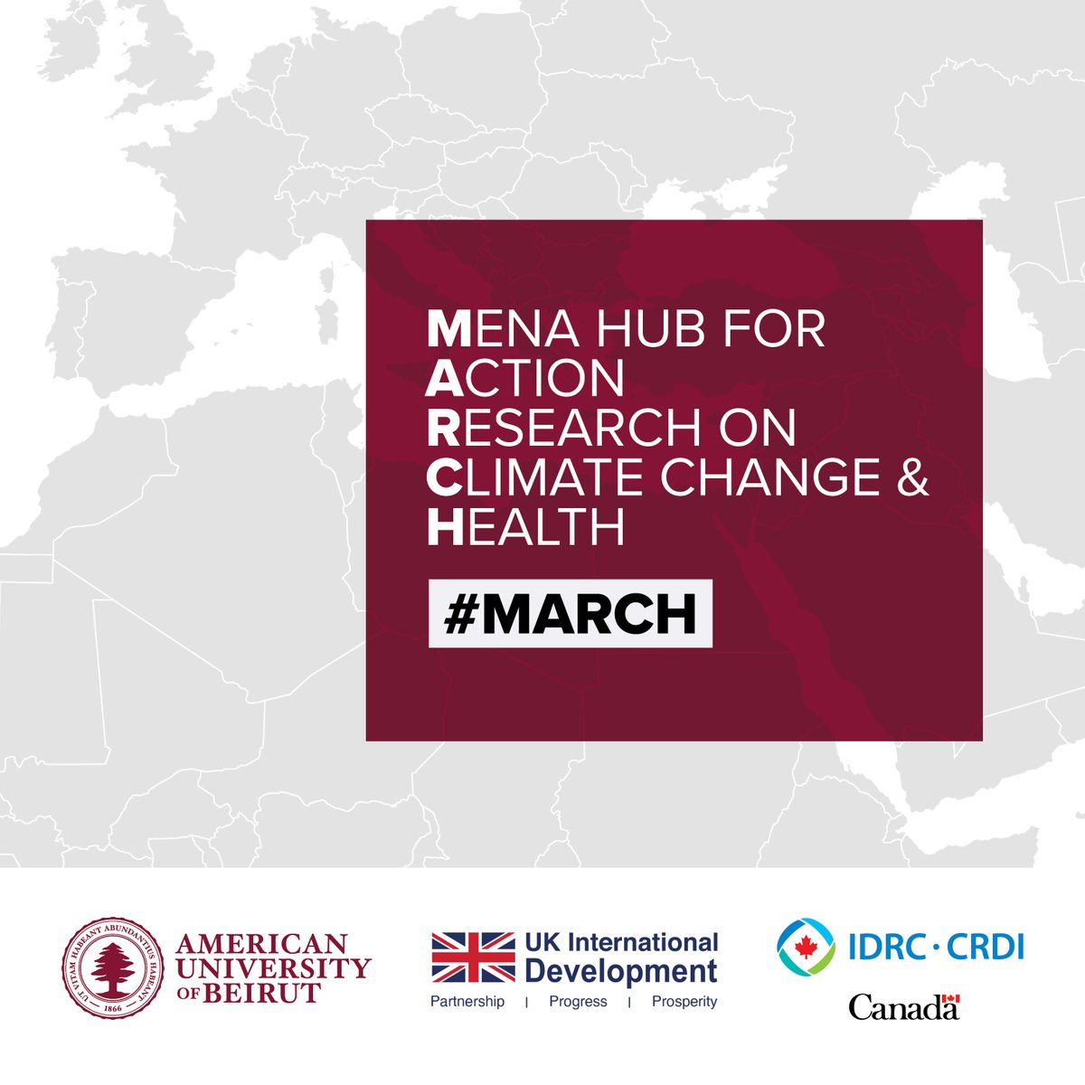 aubncc's tweet photo. We are thrilled to launch the MENA Hub for Action Research on Climate Change and Health, a project focused on supporting climate-resilient and environmentally sustainable health systems in the MENA region.
MARCH is a collaborative effort between @FHS_AUB @K2PCenter @CRPH_AUB https://t.co/JyribDO2vO