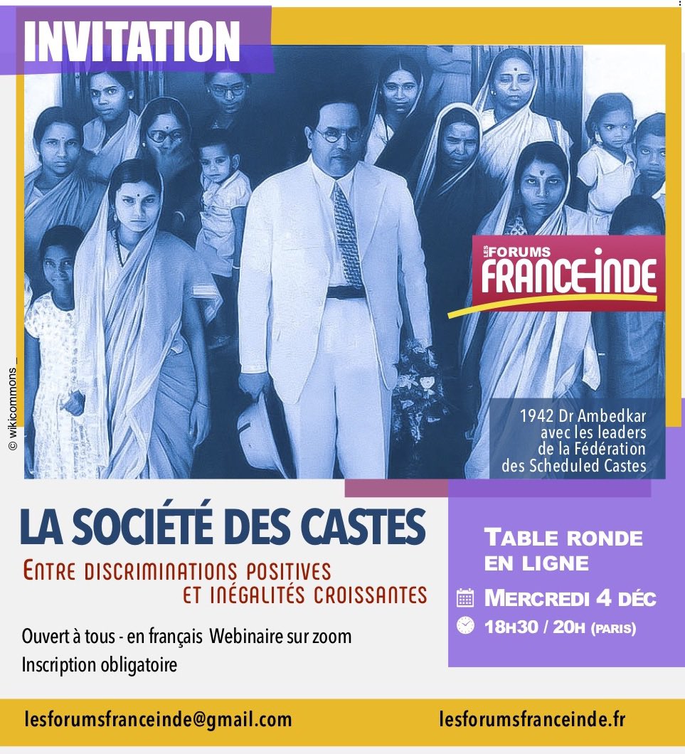 LES FORUMS FRANCE INDE (@forumfranceinde) on Twitter photo Vous êtes cordialement invité(e) le Mercredi 4 décembre 18h30 à 20h à la Table ronde en ligne ( zoom). LA SOCIÉTÉ DES CASTES . S'inscrire: us02web.zoom.us/webinar/regist…
<a href="/IndiaSolNW/">The India Alliance</a> <a href="/CERI_SciencesPo/">CERI Sciences Po</a> <a href="/jaffrelotc/">Jaffrelot Christophe</a> <a href="/InalcoAlumni/">Réseau Inalco Alumni</a> <a href="/cesah_fr/">CESAH</a> <a href="/JulesNaudet/">Jules Naudet</a> <a href="/ajit_ation/">ajitesh lokhande</a> Vous êtes cordialement invité(e) le Mercredi 4 décembre 18h30 à 20h à la Table ronde en ligne ( zoom). LA SOCIÉTÉ DES CASTES . S'inscrire: us02web.zoom.us/webinar/regist…
<a href="/IndiaSolNW/">The India Alliance</a> <a href="/CERI_SciencesPo/">CERI Sciences Po</a> <a href="/jaffrelotc/">Jaffrelot Christophe</a> <a href="/InalcoAlumni/">Réseau Inalco Alumni</a> <a href="/cesah_fr/">CESAH</a> <a href="/JulesNaudet/">Jules Naudet</a> <a href="/ajit_ation/">ajitesh lokhande</a>