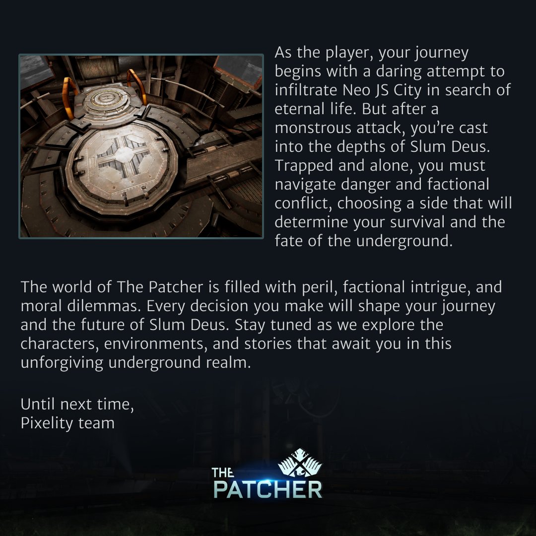 Pixelity_Inc's tweet photo. Check out the latest dev diary for The Patcher!

Dive into the gritty underground world of Slum Deus and uncover the struggle between factions, survival, and your path forward. 🌌⚙️

#Pixelity #ThePatcher #VR #XR #VRgaming #GameDev #DevDiary #GameDevelopment https://t.co/vRsdYZcQuu