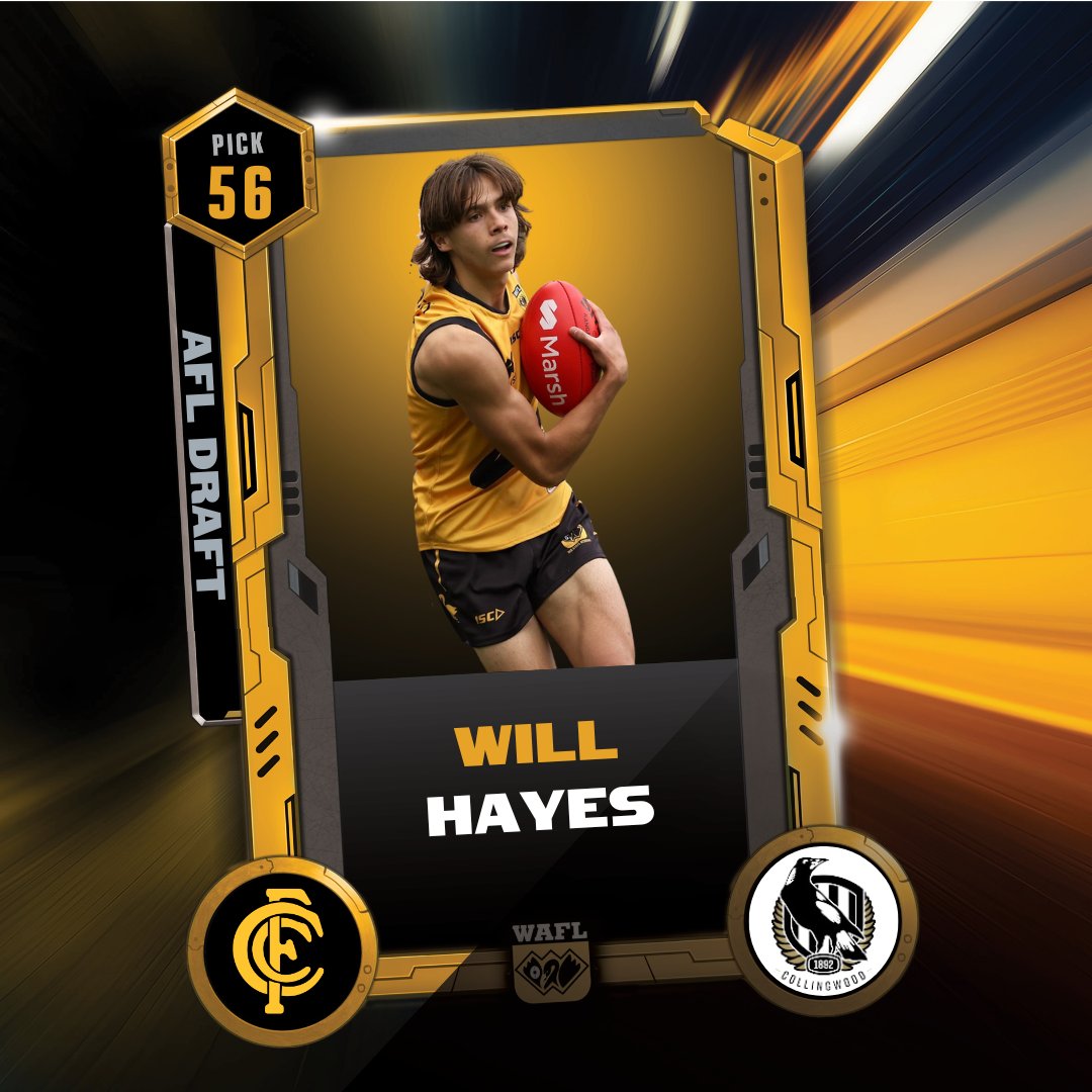 Congratulations to Claremont's Will Hayes who has been selected by Collingwood with pic no.45 #AFLDraft