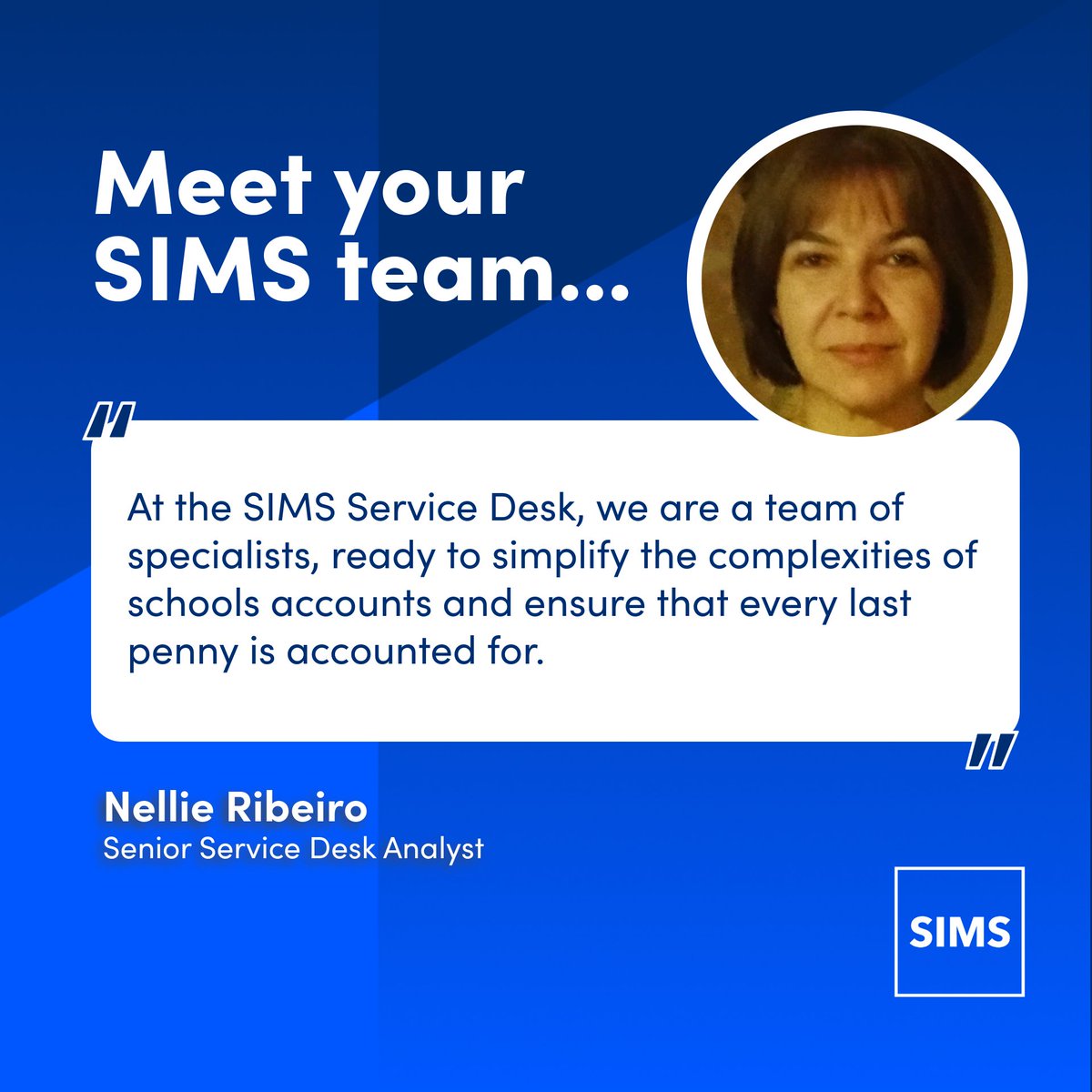 SIMS_ESS's tweet image. At SIMS, we’re dedicated to ensuring schools maximise their resources and streamline their financial processes.

Discover how Nellie and our expert team on the SIMS Service Desk are here to support you every step of the way!