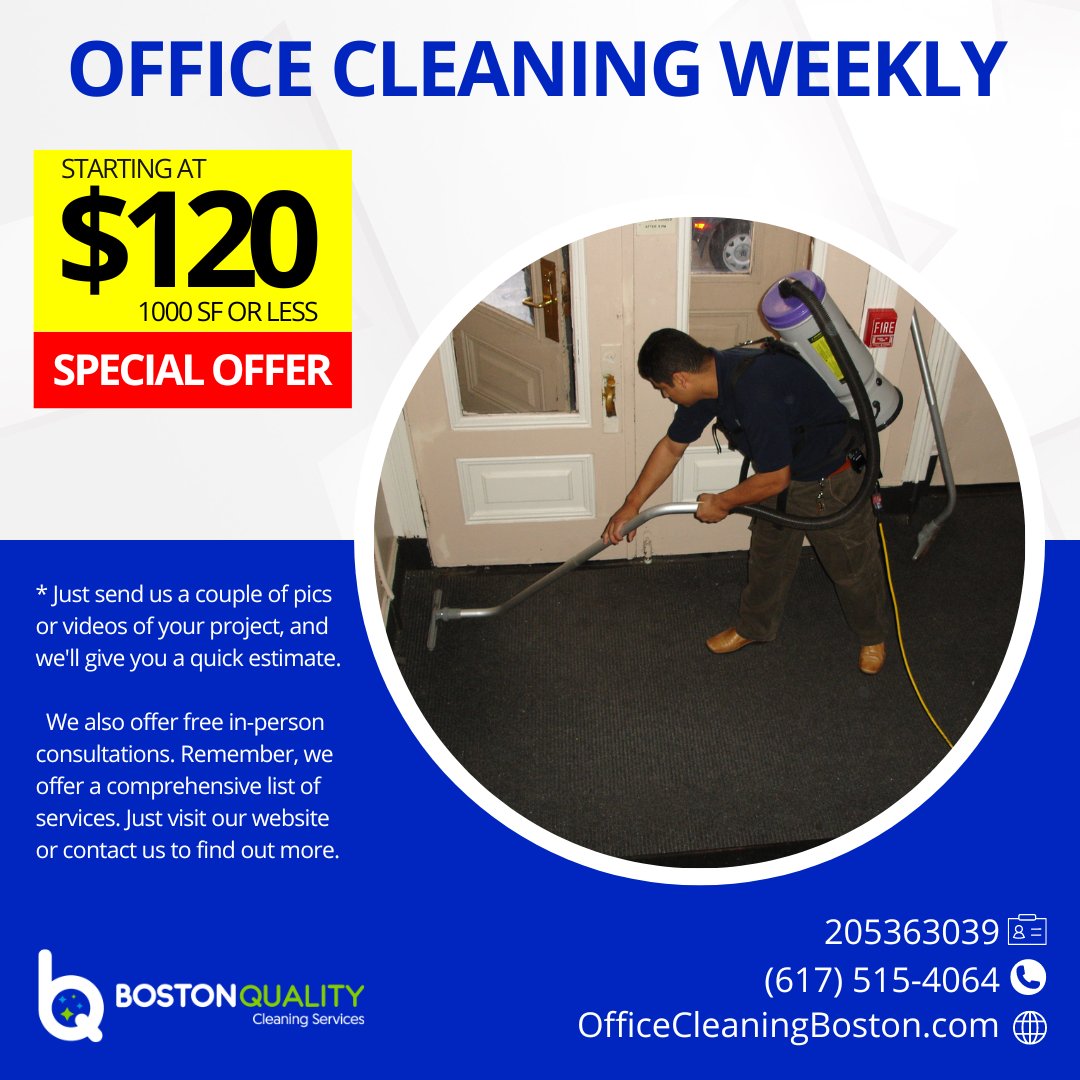 BostonCleaning's tweet image. #BostonCarpetCleaning #CleaningCommercialBoston #CleaningCompanyBoston #CleaningFloorSpecialist #CleaningOfficeBoston #CleaningServiceBoston #CommercialCleaning #FloorCleaning #JanitorialCleaning #NaturalCleaningProduct #OfficeCleaning

linktr.ee/BostonQualityC…