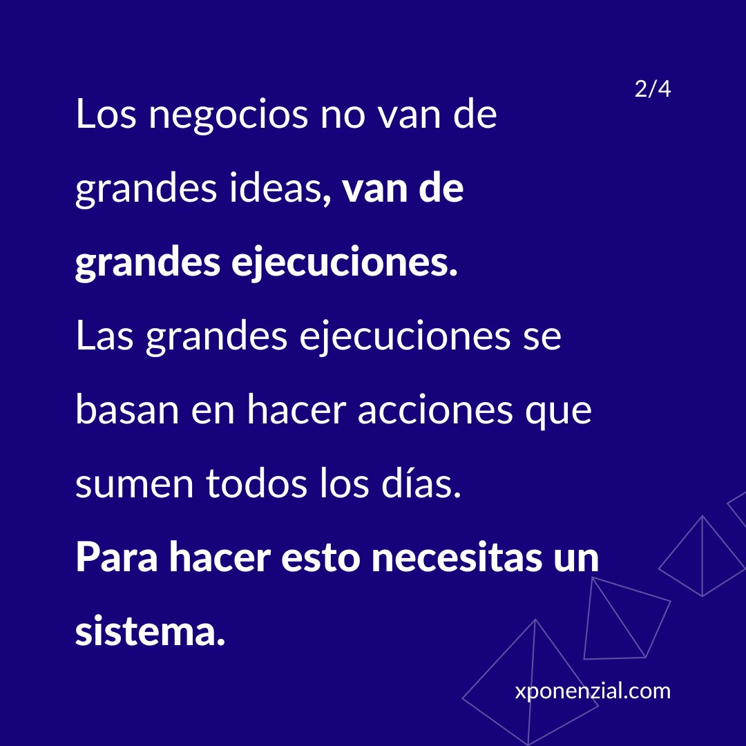 Xponenzial's tweet photo. Los negocios que funcionan no van de grandes ideas, van de grandes ejecuciones, de sistemas. 
Primero construye un sistema, después trabaja duro. 

#negocios #emprendimiento #negociosdigitales #productividad #sistemas https://t.co/PwU55XHrEV