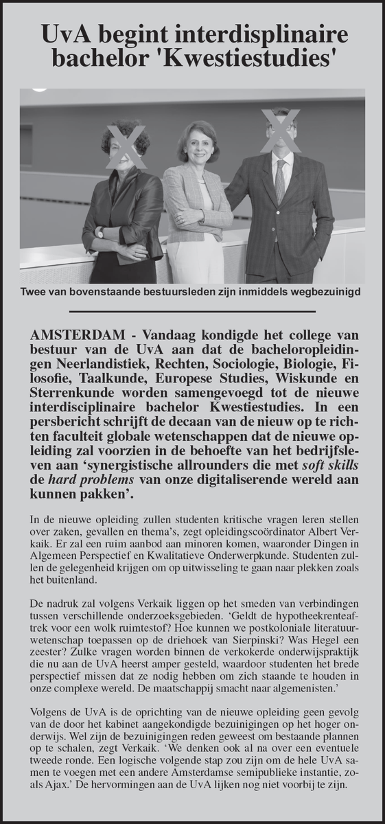 UvA begint 'Kwestiestudies':