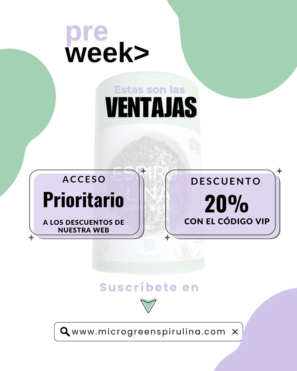 microgreeen's tweet photo. ⏰ ¡La Pre week dura tan solo una semana!

💚¿Quieres un 20% de descuento?, sigue estos pasos:👇

1️⃣ Únete a nuestra Lista VIP.
2️⃣ Revisa tu correo. (Acceso prioritario + el descuento).
3️⃣ ¡Compra y ahorra!.

Primero tú, primero lo mejor.🍃

🔗Únete aquí: https://t.co/13FLcRMZc5 https://t.co/fY78DhLNPg