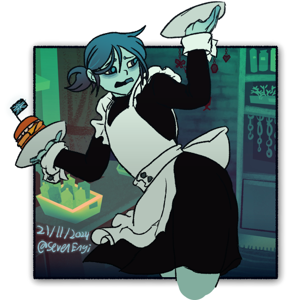 SevenEngi's tweet photo. Maid Thiu with the Better Half burger

#Thiu #BetterHalf #thiubetterhalf #Nemlei #fanart #BetterHalfGame #nemleigames #art https://t.co/CXe9AvHZZd