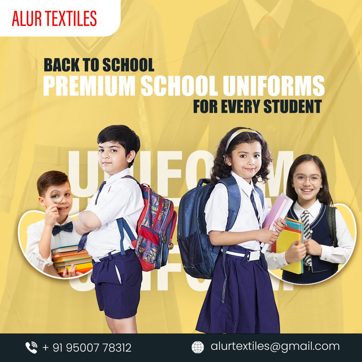 AlurTextiles's tweet photo. 🎒 Back to School in Style! ✨
Premium School Uniforms for Every Student 👚👕

🔹 Durable &amp; Comfortable Materials
🔹 Perfect Fit for All Ages
🔹 Stylish, Smart &amp; Ready for School
🔹 Trusted by Schools Everywhere!

#BackToSchool #SchoolUniforms #PremiumQuality #ComfortAndStyle https://t.co/wdwW6MfMuG