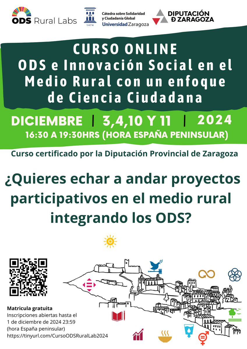 📢ATENCIÓN actividad formativa de @ODSrural LAB: Curso ODS e Innovación Social en el Medio Rural con un enfoque de Ciencia Ciudadana. 3, 4, 10 y 11 de DIC 2024. Info odsrurallabs.com/curso2024/ Colabora: <a href="/AECID_es/">AECID</a> <a href="/fempcomunica/">FEMP</a> <a href="/ceiich_unam/">CEIICH-UNAM</a> <a href="/UNAMEspana/">UNAM España</a>
