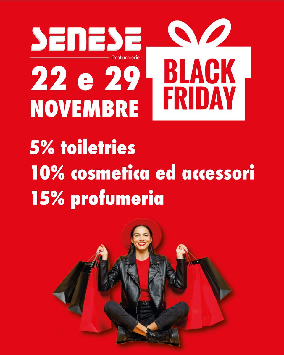 PolePositionCZ's tweet image. #BlackFriday da #Profumerie Senese 

Venerdì 22 e venerdì 29 novembre:

#PolePosition #PolePositonCZ #annunci #Catanzaro #Calabria #ad #adv #advertising #pubblicità #annunciCatanzaro #annunciCalabria #Senese #blackfriday2024 #BlackFridaySale #blackfridaydeals #blackfridayshopping
