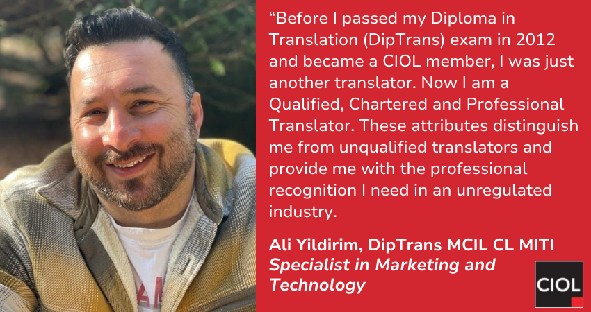 CIOL_Linguists's tweet image. We asked CIOL member and Chartered Linguist Ali Yildirim what he values most about his CIOL membership – he said it's the professional recognition he gains from being a qualified, chartered and professional translator.
Join CIOL today:
ciol.org.uk/membership-ove…
#CIOL #Translators