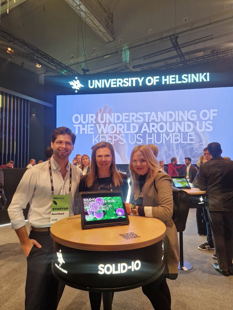 Second day of <a href="/SlushHQ/">Slush</a> is upon us! ❄️ At Solid-IO, we want to remove the guesswork from cancer care. Come and meet our team at the <a href="/helsinkiuni/">University of Helsinki</a> booth!