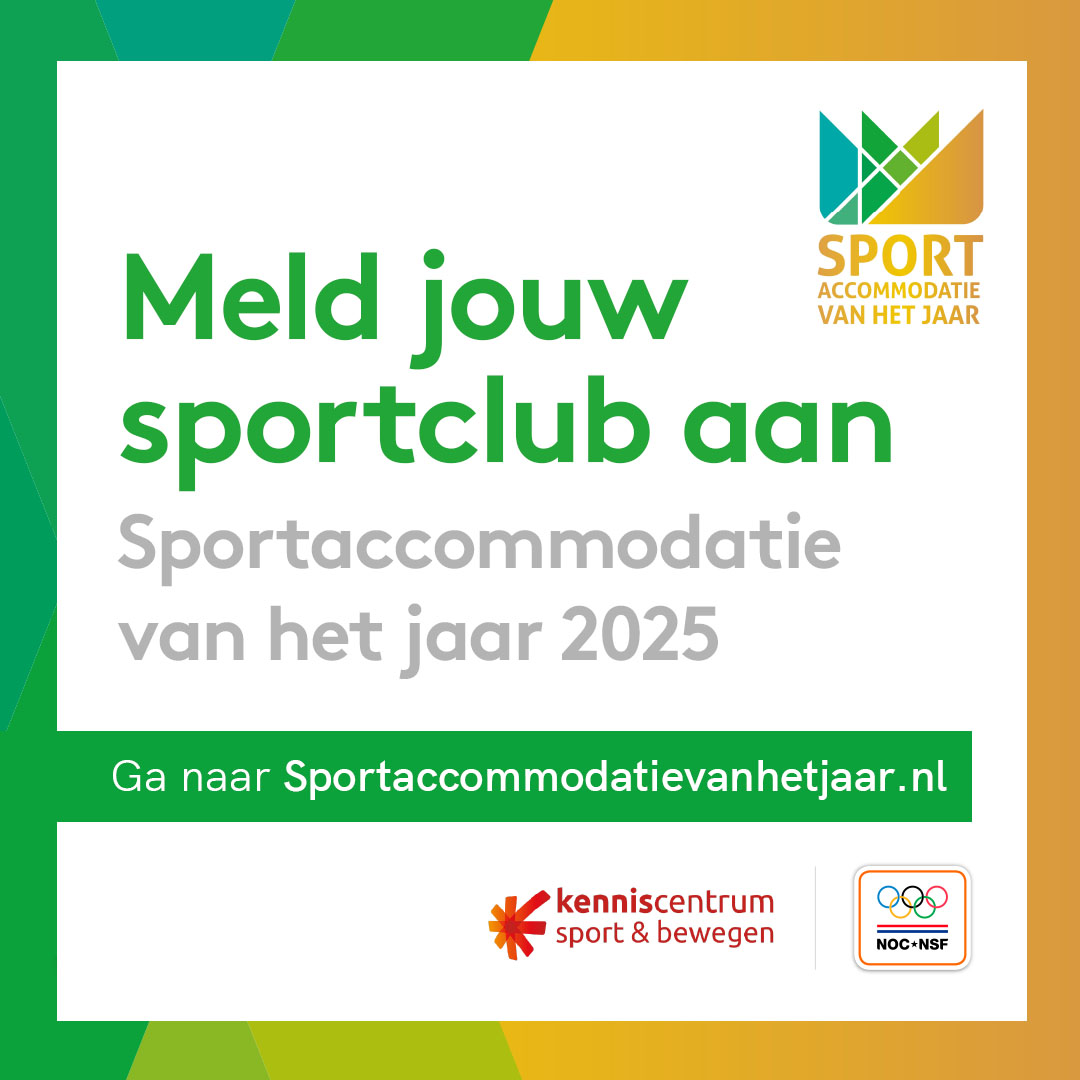 Duurzame Cricketclubs, opgelet! 

🏆 Trots op de duurzame accommodatie van jullie club? Zet je club dan in de spotlight en doe mee aan de verkiezing ‘Sportaccommodatie van het Jaar 2025’! 🌱

sportaccomodativanhetjaar.nl 

Een initiatief van NOC*NSF en Kenniscentrum Sport &amp; Bewegen.