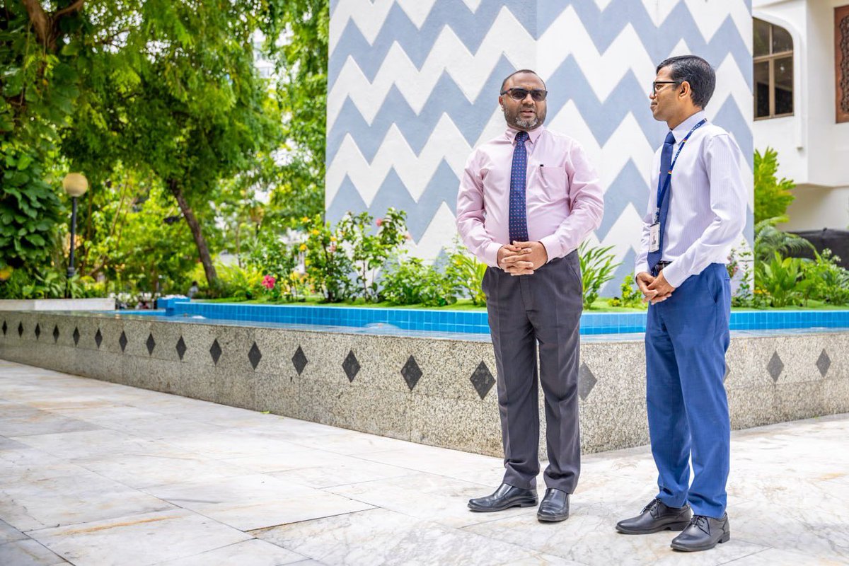 MVIaffairs's tweet photo. STELCO officially handed over the repaired pond beneath the minaret at the Islamic Centre to the Minister of Islamic Affairs during a ceremony held today at the Ministry of Islamic Affairs. This event marks the successful completion of their CSR initiative. https://t.co/9nbTknQMCf