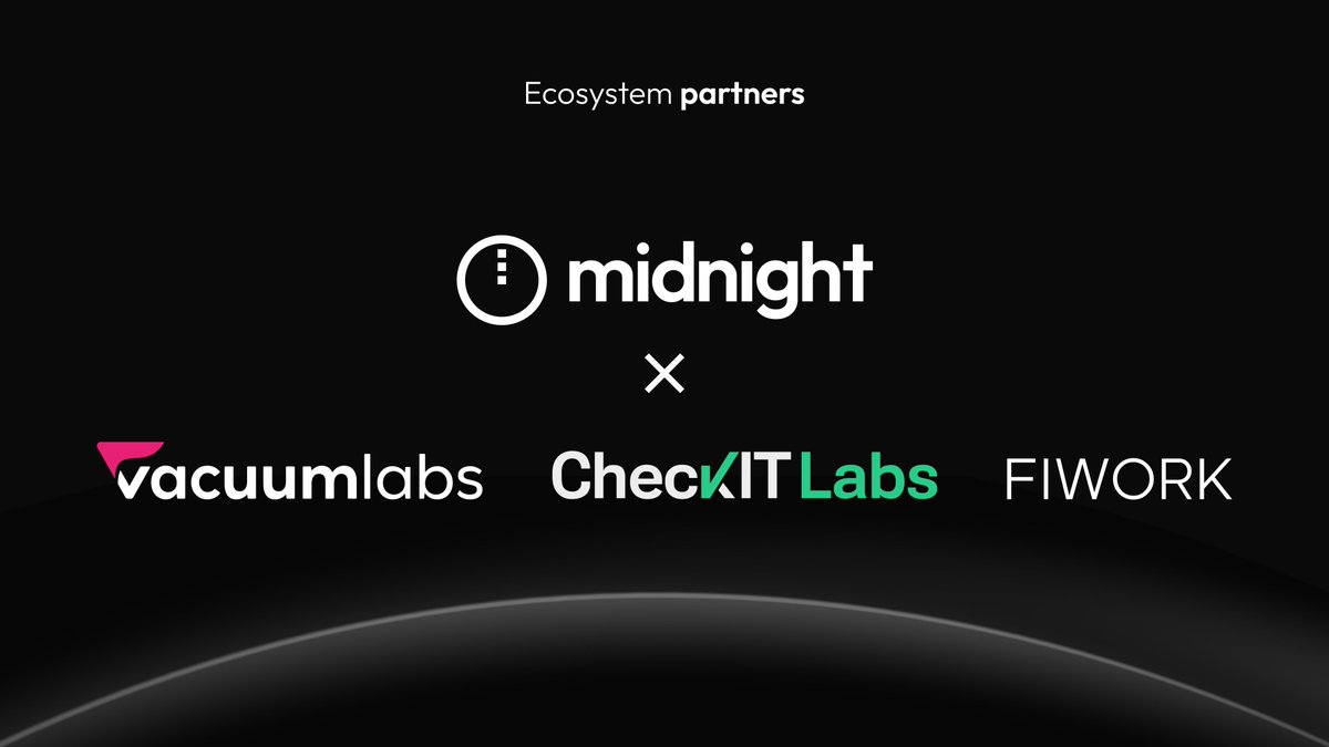 MidnightNtwrk's tweet image. New ecosystem partners just dropped 👇

The #MidnightNetwork is teaming up with @vacuumlabs, @CheckITLabs, and @Fiworkinc to support the Midnight community with technical expertise and resources in building, deploying, and optimizing decentralized applications (dApps), including