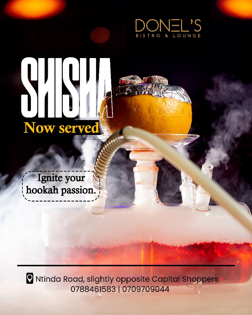 Your favorite spot just got better – Shisha is now at Donel's!
Good vibes, great flavours, and now the perfect shisha experience! 🌬️✨ Come chill with us at Donel's and make every moment unforgettable. 🍹🔥 #ShishaAtDonels #UnwindInStyle
📲 Call us now: +256 788 461 583