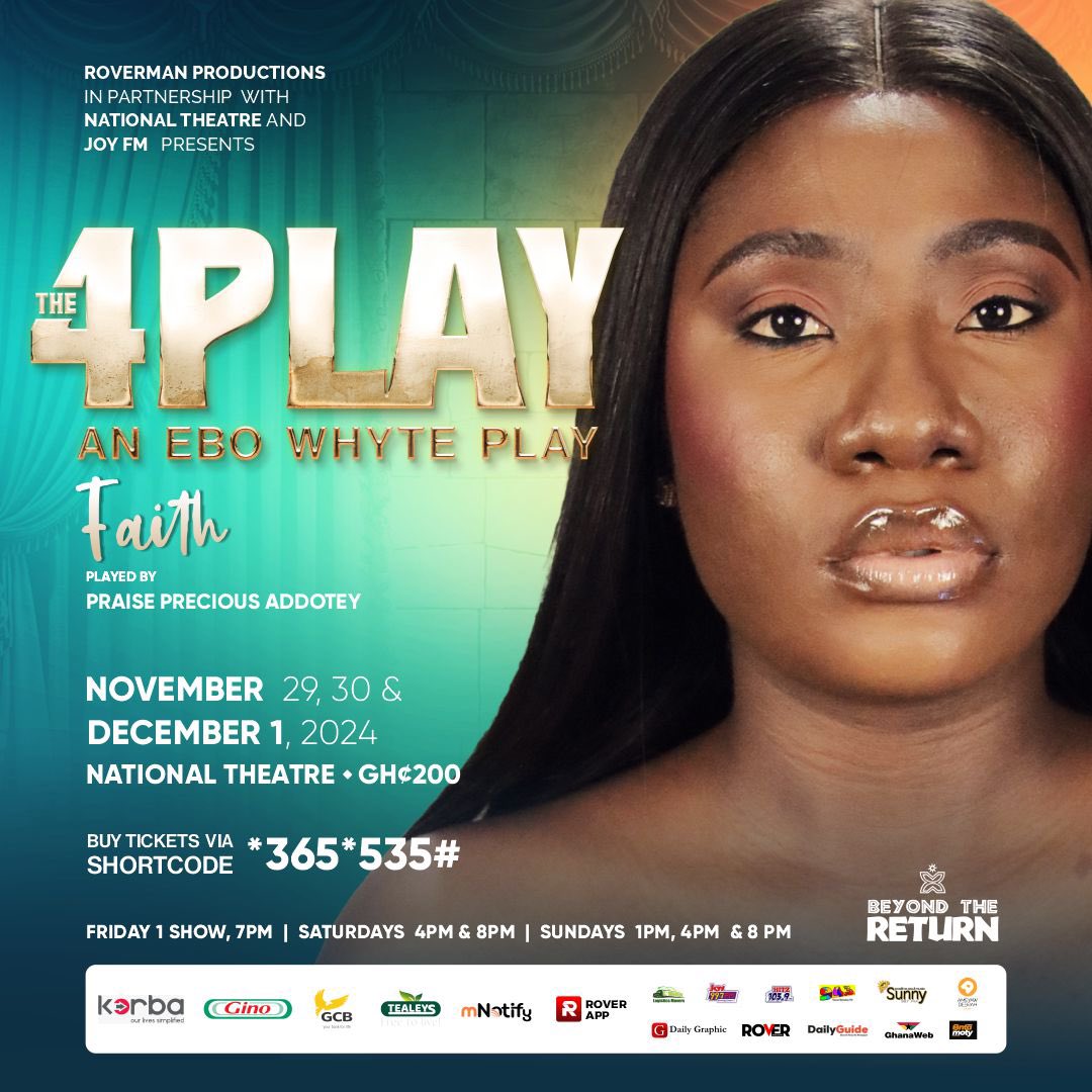 AkosuaKwansima's tweet photo. The drama you didn’t see coming is coming to the National Theatre this weekend. The 4Play is a must-watch! #The4Play https://t.co/IIwiZ1Lh0h