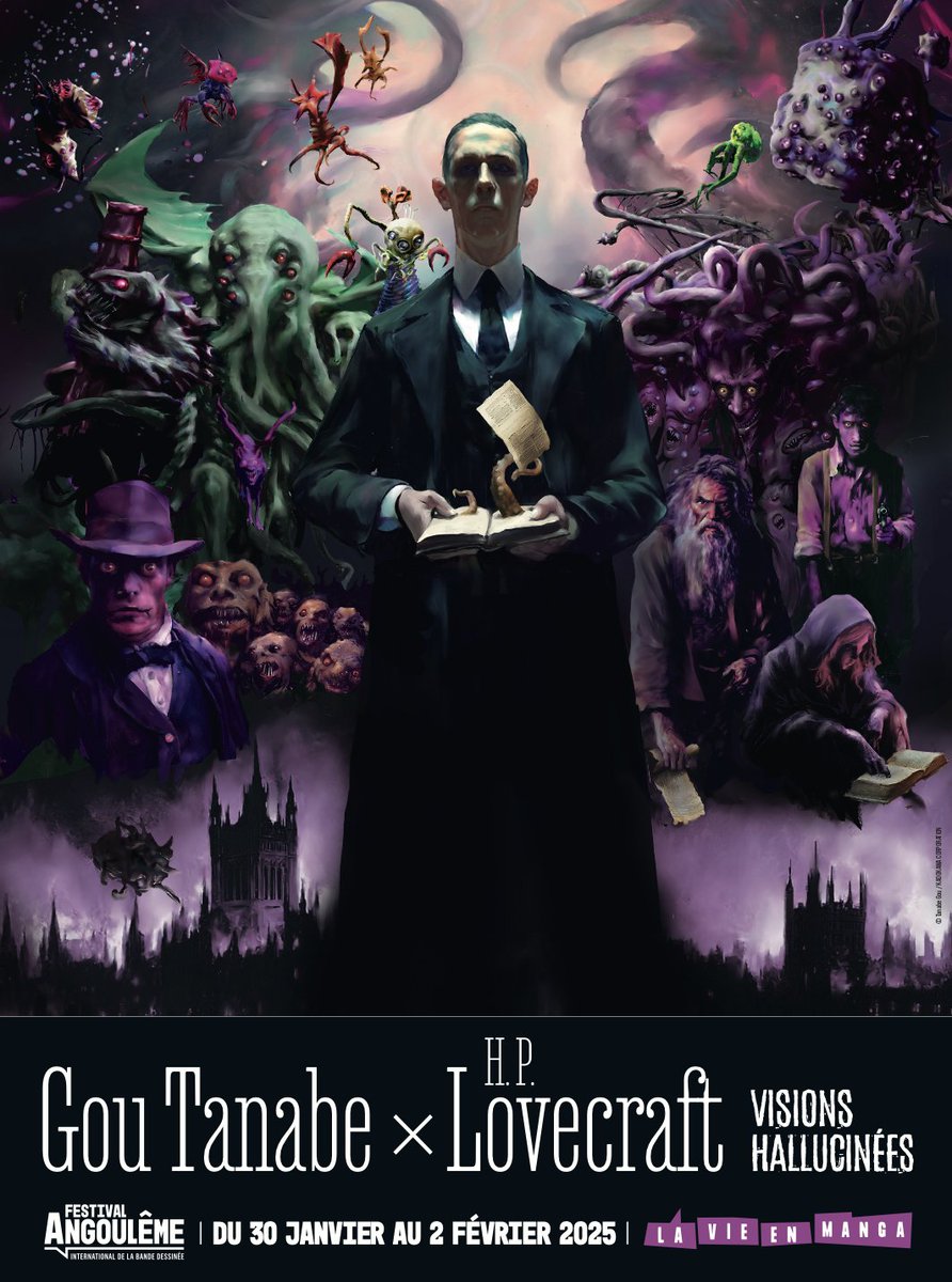PROGRAMMATION MANGA 👇 L'exposition monumentale « Gou Tanabe x H.P. Lovecraft : visions hallucinées » vous entraînera dans les mondes uniques de Gou Tanabe et H.P. Lovecraft.

©️ Tanabe Gou / KADOKAWA CORPORATION
@ki_oon <a href="/gou_tanabe/">田辺剛</a> #FIBD2025