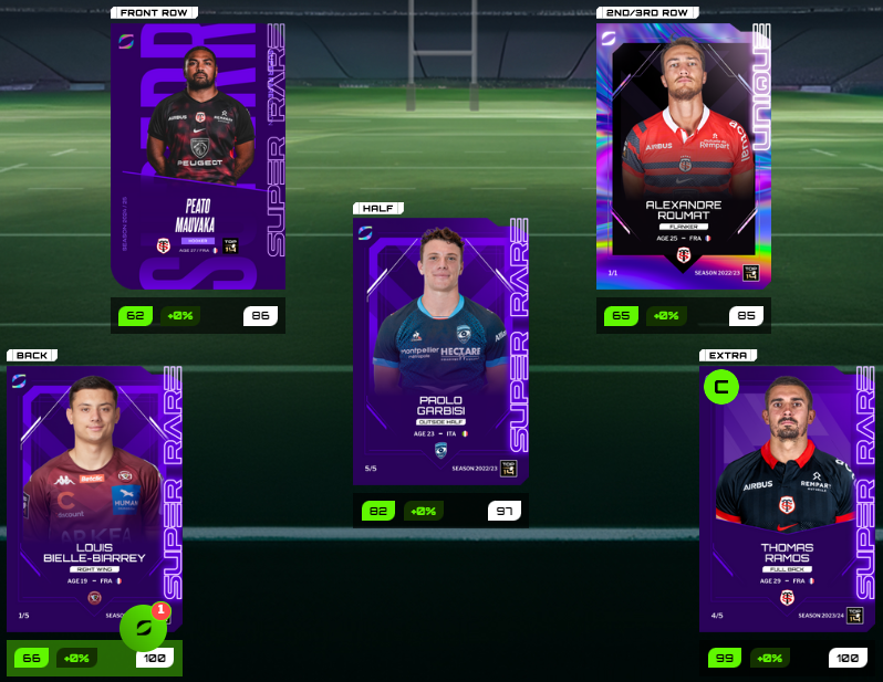 N0yde's tweet photo. Ma team gagnante en catégorie International Super Rare lors de la dernière Game Week 💪

#rugby #proD2 #oval3 #nft #nftgame #btc #rugbygame #top14 #lnr #win #bullrun #crypto #ffr https://t.co/8XplZCBMhB