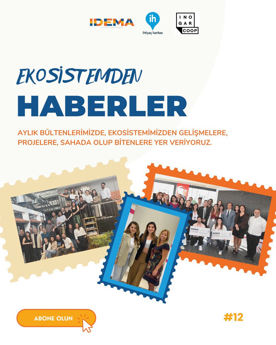 “Ekosistemden Haberler” bültenimizin on ikinci sayısı çıktı! 🗞️

Bu ayki sayımızda <a href="/idemaglobal/">IDEMA</a> <a href="/ihtiyacharitasi/">İhtiyaç Haritası / NeedsMap.coop</a> ve <a href="/inogarofficial/">INOGAR</a> olarak Ekim ayından haber ve çalışmalarımıza yer veriyoruz: linkedin.com/pulse/ekosiste…