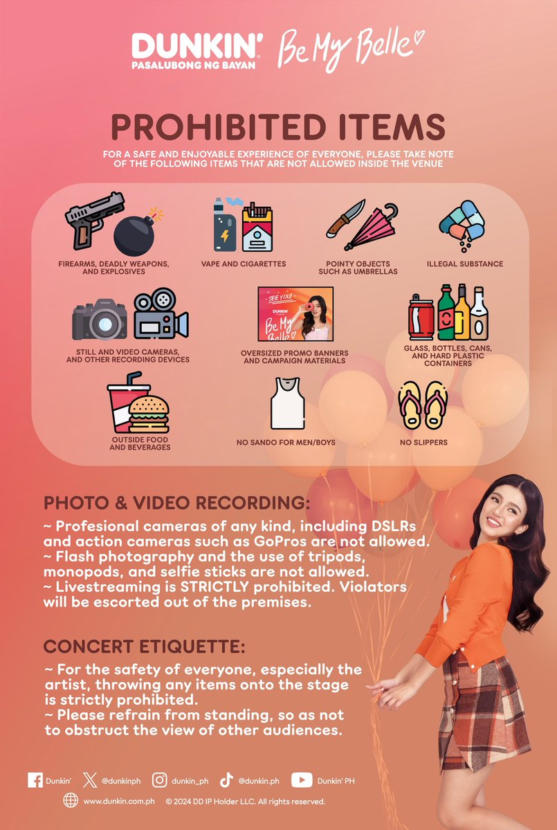 The wait is almost over... Be My Belle officially kicks off tomorrow! 🩷🧡 Before that, check out these guidelines to ensure that we all have fun during the event. See you there ✨ #DunkinPHBeMyBelle