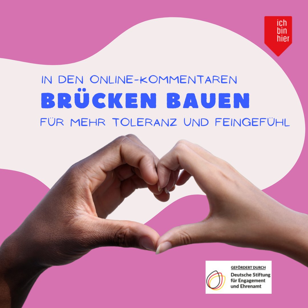 Respekt, Verständnis und Akzeptanz sind wichtiger denn je! Mach das Netz mit uns zu einem Ort des Verständnisses und respektvollen Austauschs. Komm in unsere Aktionsgruppe #ichbinhier auf Facebook und verbreite dort Liebe, Verständnis und Sachlichkeit: facebook.com/groups/7185741…