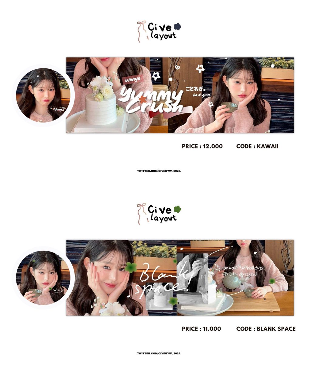 civeryw's tweet image. HELP RT, PLEASE? thank you ★

haloo aku ada layout ready stock edisi wonyoung foto terbaru! kalau ada yang berminat boleh dm aku yaa 🎀

#zonauang