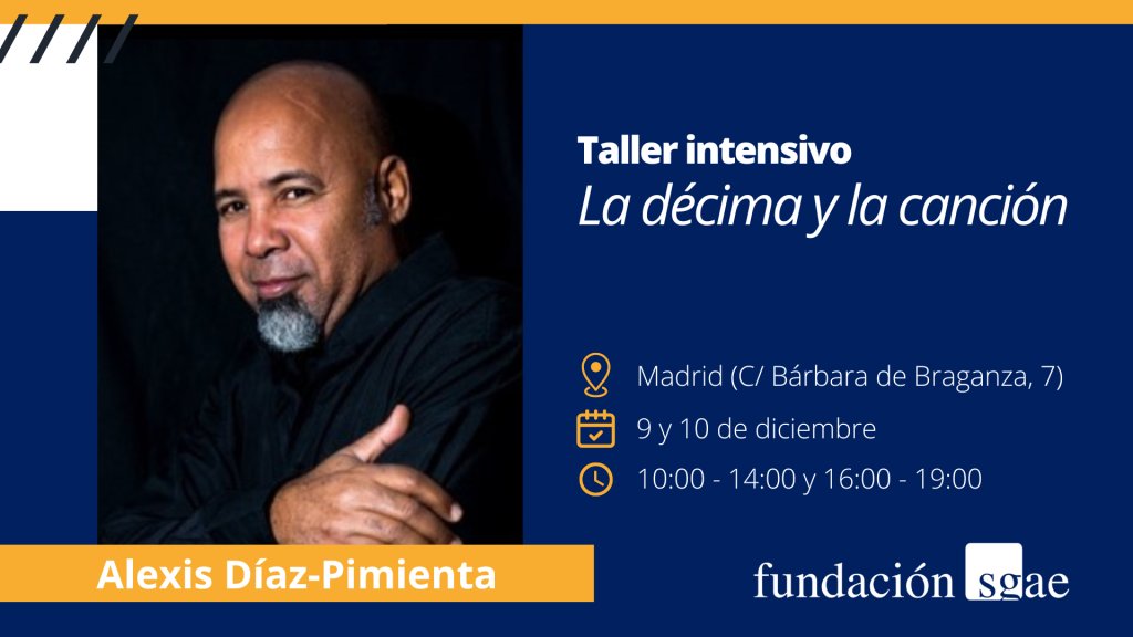 ¿Quieres aprender de <a href="/DiazPimienta/">Alexis Díaz-Pimienta</a> , el mejor improvisador de #décimas del mundo?  

📅 9-10 diciembre 2024  
📍 Fundación SGAE, Madrid (<a href="/fundacionsgae/">PAlHl</a>)  

Un taller intensivo para poetas, músicos y curiosos de la décima espinela*. 🎶

✍️  15 plazas. ¡Inscríbete ya!