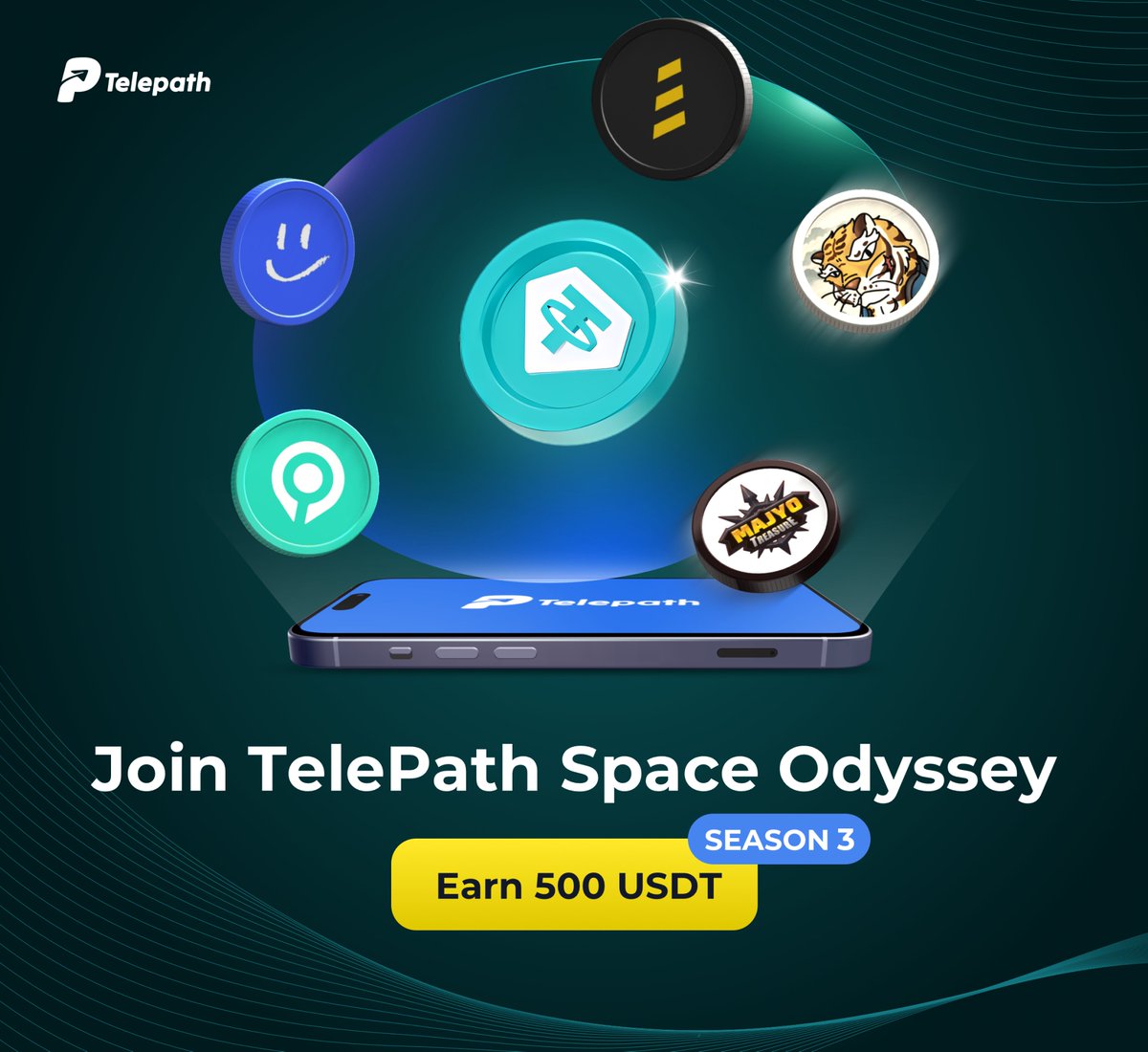 🎉 Welcome to the <a href="/TelePath_Ton/">TelePath</a> Space Odyssey Season 3 !

💸 Get ready for free 500 $USDT + 20K $TELE

➡️ Join Now! t.me/TelePath001bot…

<a href="/Coinmap_ai/">Coinmap</a>  <a href="/MajyoGame/">Majyo Treasure</a>  <a href="/Unibase_AI/">Unibase</a>  <a href="/beecon_bot/">Beecon</a> <a href="/PlayQoomon/">Qoomon</a>