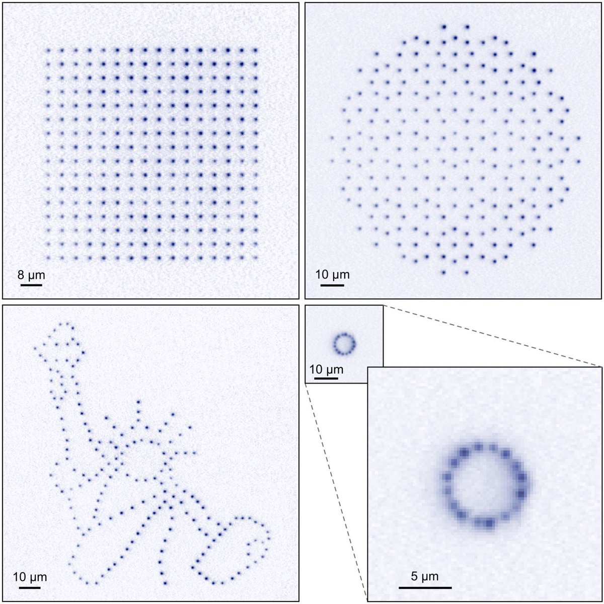 Check out our recent preprint arxiv.org/abs/2411.05321….
We demonstrate trapping of single strontium atoms in optical tweezer arrays that are generated with holographic metasurfaces. Metasurface tweezer arrays offer a realistic path to scaling of atomic arrays to &gt;100,000 traps.