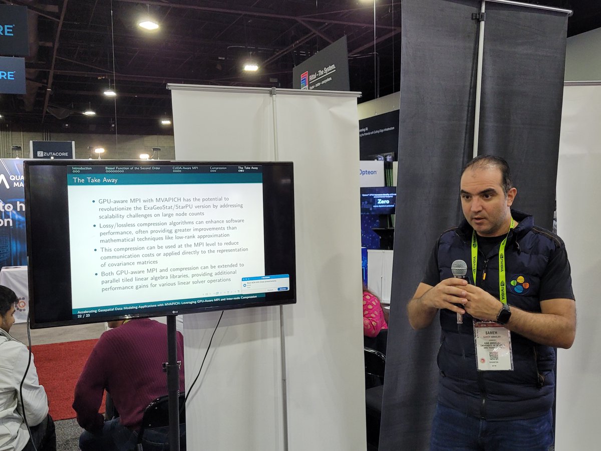 mvapich's tweet image. Among many of the other talks, we were also honored to have Dr. Sameh Abdullah of @KAUST_News to have him present previous/current research that has fueled many papers nominated for the Gordon Bell prize at #SC24! 

#HPC #Supercomputing24 #MPI #GPU #mvapich