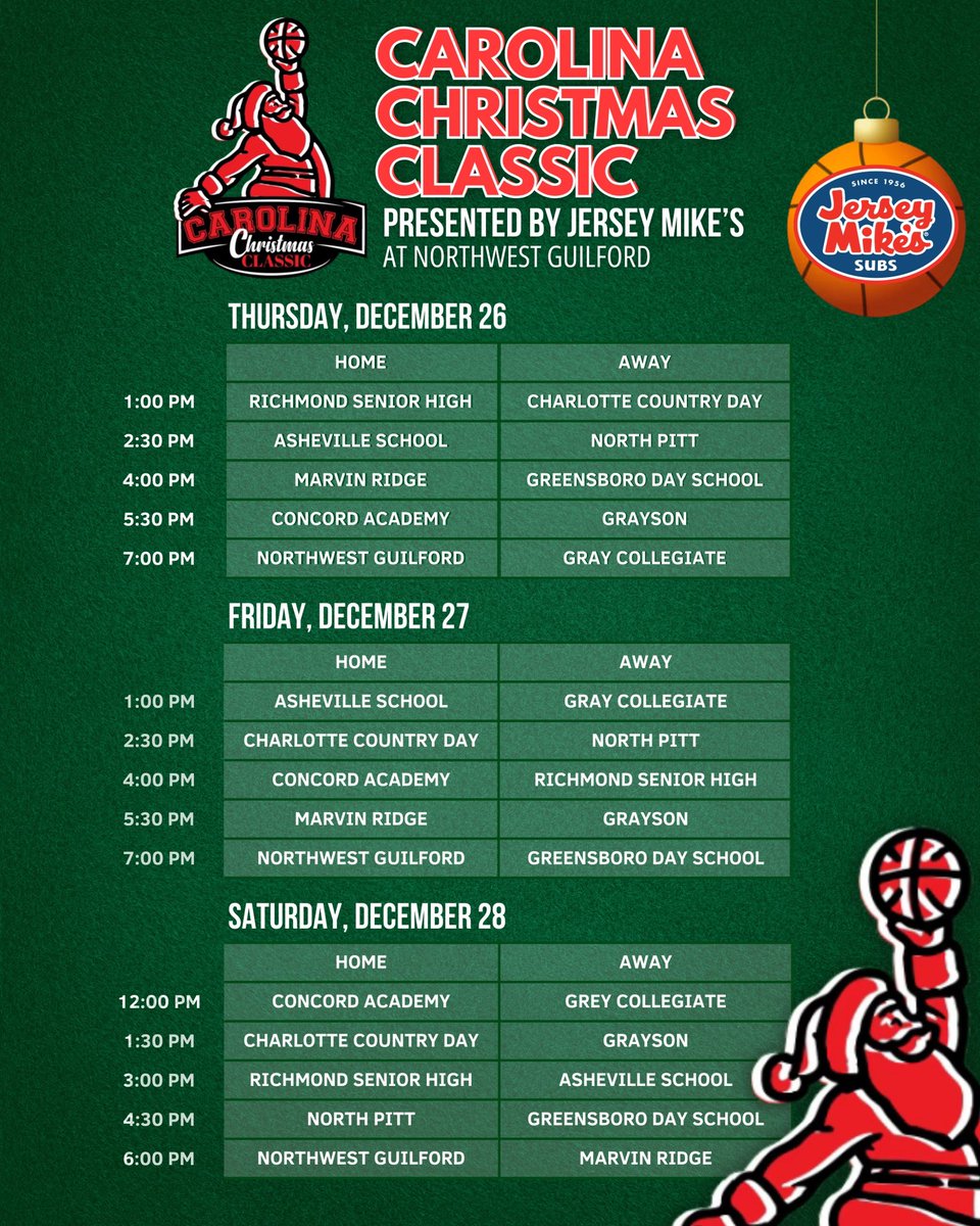 The schedule is set for the first annual Carolina Christmas Classic! 🏀🎄