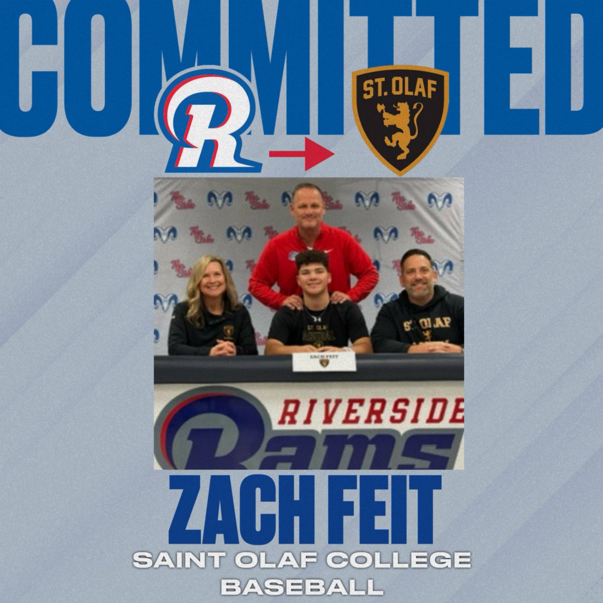 Congratulations to Zach Feit and his family on his commitment to continue his academic and Baseball career at St. Olaf.  #ROLLSIDE