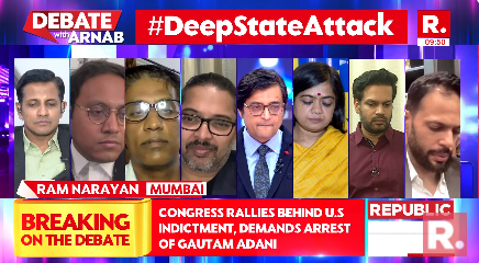 republic's tweet photo. #DeepStateAttack | Caller Ram Narayan from Mumbai on Gautam Adani's indictment in the US
The Debate on #NationsSharpestOpinion is now #LIVE, on-air, and online. Tune in and fire in your views - https://t.co/q2yHHAztkQ
#GautamAdani #US #AdaniGroup #UnitedStates #AdaniGreen #India #BJP #Congress #INDIA #INDI