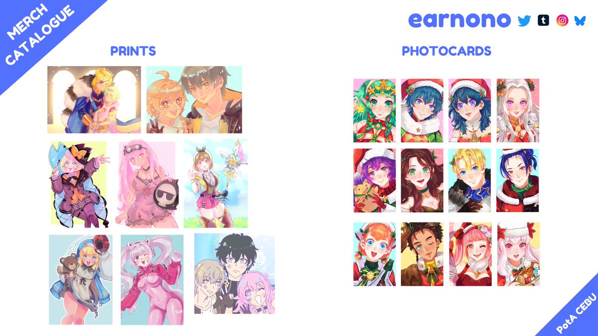 earnonoart's tweet photo. Here's my catalogue for POTA Cebu Winter 2024!
Come and visit at Table B12! See you~β¨
#PatronsOfTheArts #PotaCebuWinter #PotaCebu https://t.co/5ARv2T17jq