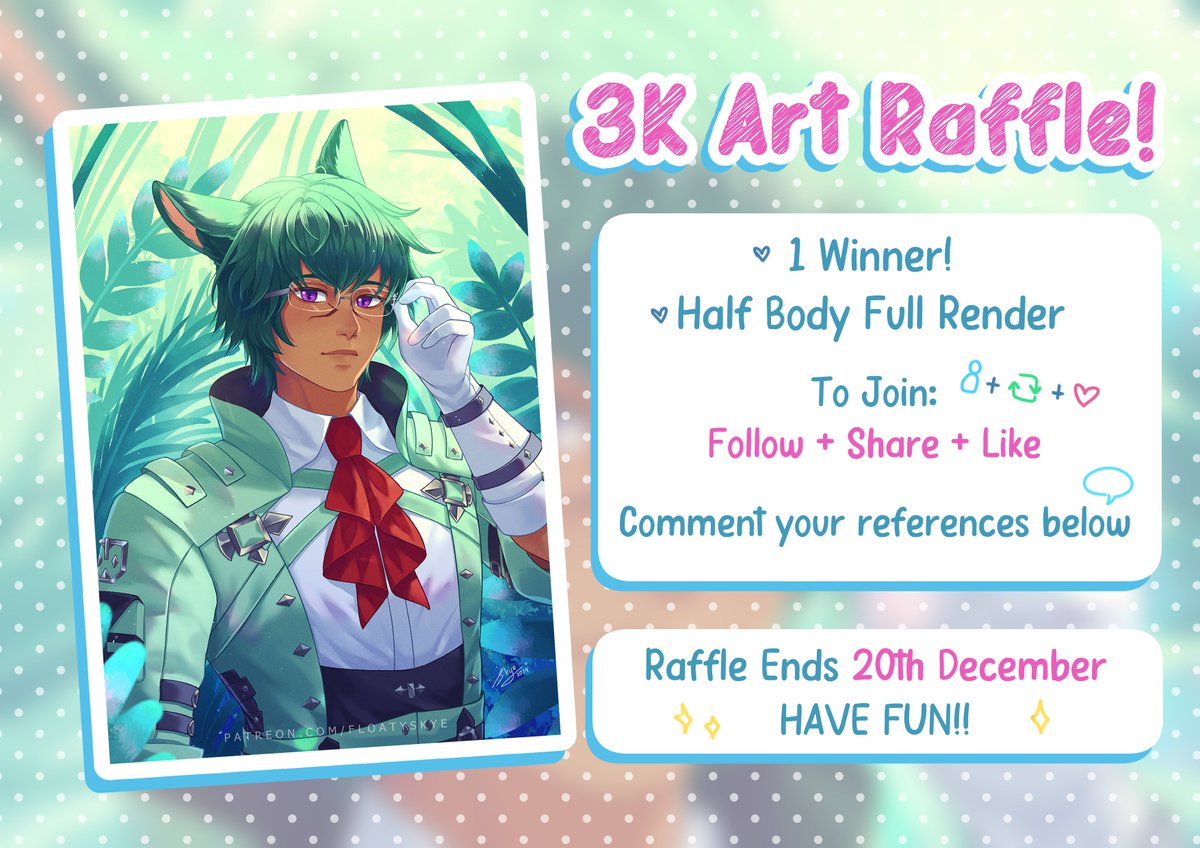 floatyskye's tweet photo. Hihii, it's my first art giveaway in forever!! I'm so happy we reached 3k despite this site being on constant fire

Info is down below in the graphic✨ there will be 1 winner! Raffle ends on 20th Dec~ Good luck!! https://t.co/zCot4syMaY