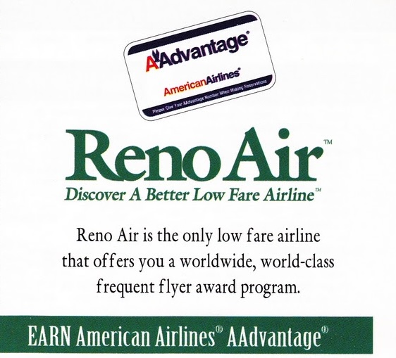 AvGeek71's tweet image. Reno Air, which would eventually be bought by American, participated in the AAdvantage program in October, 1996. #airline #airlines #avgeek #avgeeks #aviation #travel #RenoAir #Aadvantage