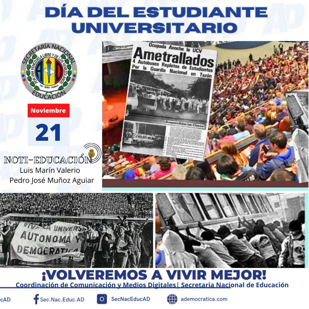 Hoy conmemoramos un año más del Día del Estudiante Universitario, una fecha que nos recuerda la valentía y determinación de jóvenes, quienes se enfrentaron con firmeza a un régimen dictatorial, como lo fue el de Marcos Pérez Jiménez.