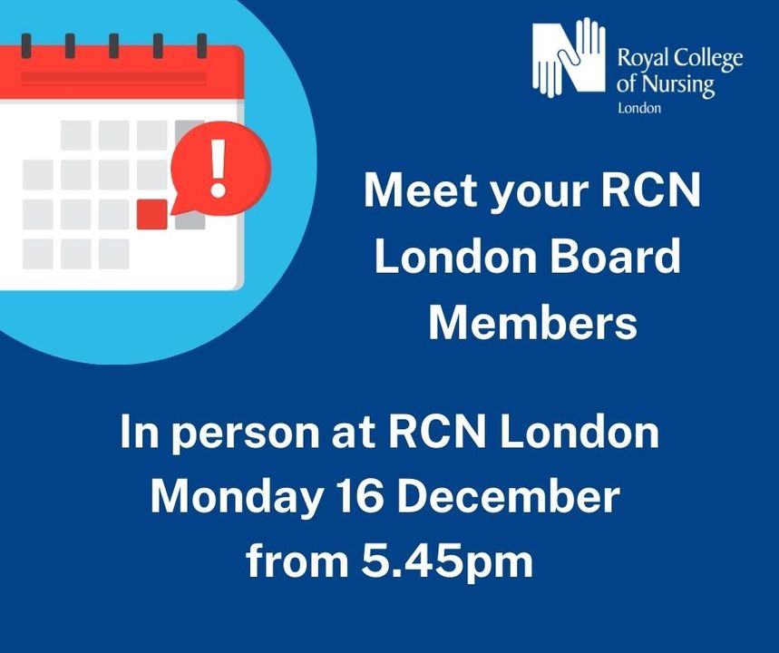 👋🏾 👋🏽 👋🏻 👋🏾 Come to meet your RCN London Board Members

Find out more about the work of the Board and share thoughts about priorities for 2025

📆 16 December 
📍 RCN London, 20 Cavendish Square, W1G 0RN
🕔 5.45 - 7.15pm

Limited space so book today bit.ly/4fvbMwU