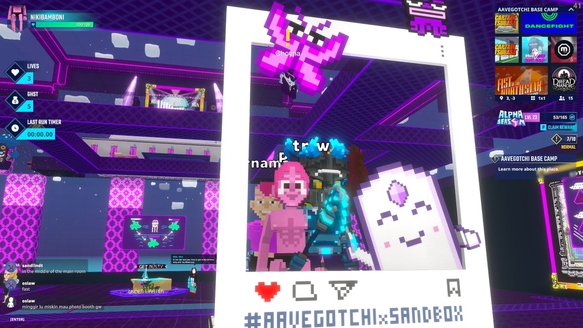 Cheese! 📸 Snapped a pic at the <a href="/Aavegotchi/">Aavegotchi 👻🟦 Now on Base!</a> Photobooth in Base Camp in <a href="/TheSandboxGame/">The Sandbox</a>. These ghost pets are too cute! 👻📱 register-landings.sandbox.game/alphaseason4-s… #TheSandbox #AlphaSeason4 #AS4SocialChallenge