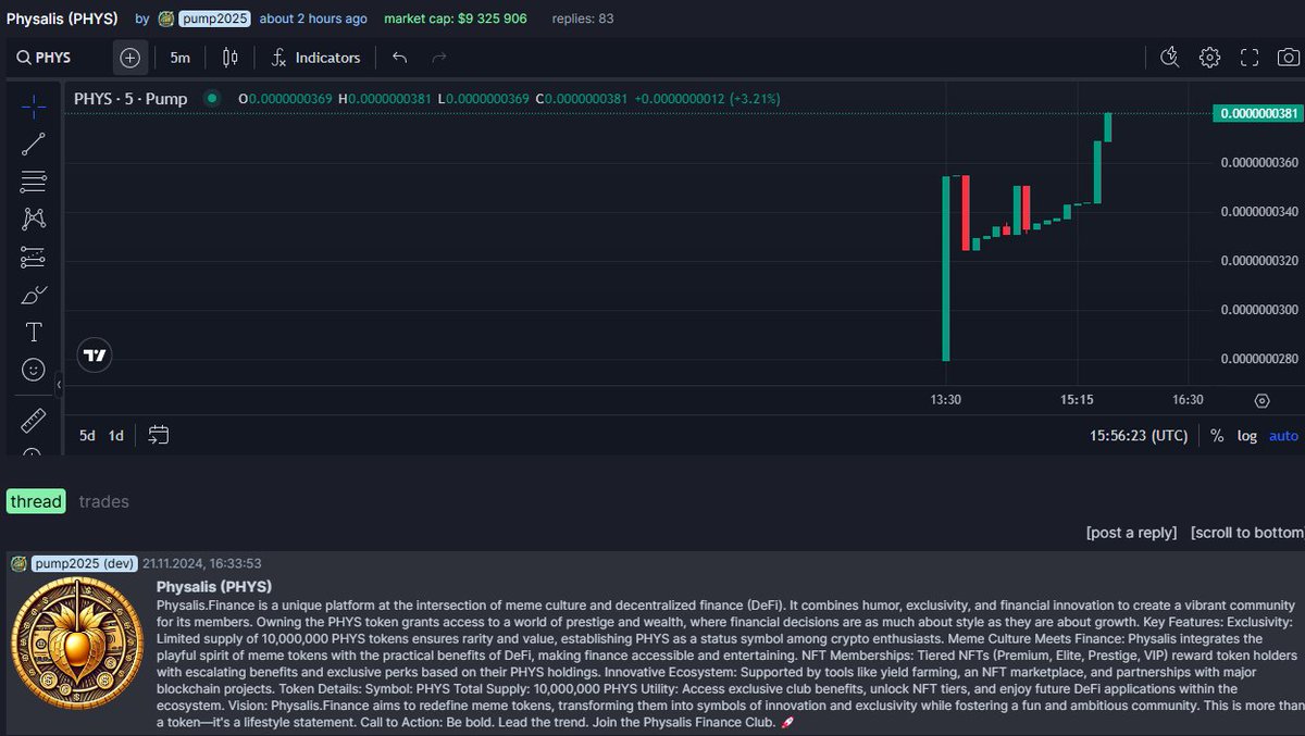 PhysalisFund's tweet photo. We're just at the beginning of our journey, don't miss the chance to join this exciting adventure. Get your Solana ready and buy PHYS. Don't waste time, do it now! Here's the link: 

🔗https://t.co/AKY9vHrhJM

#PHYS #PumpFun #CryptoLaunch #Physalis #Rebranding #memecoin #SOL https://t.co/Wx34yvTBmn