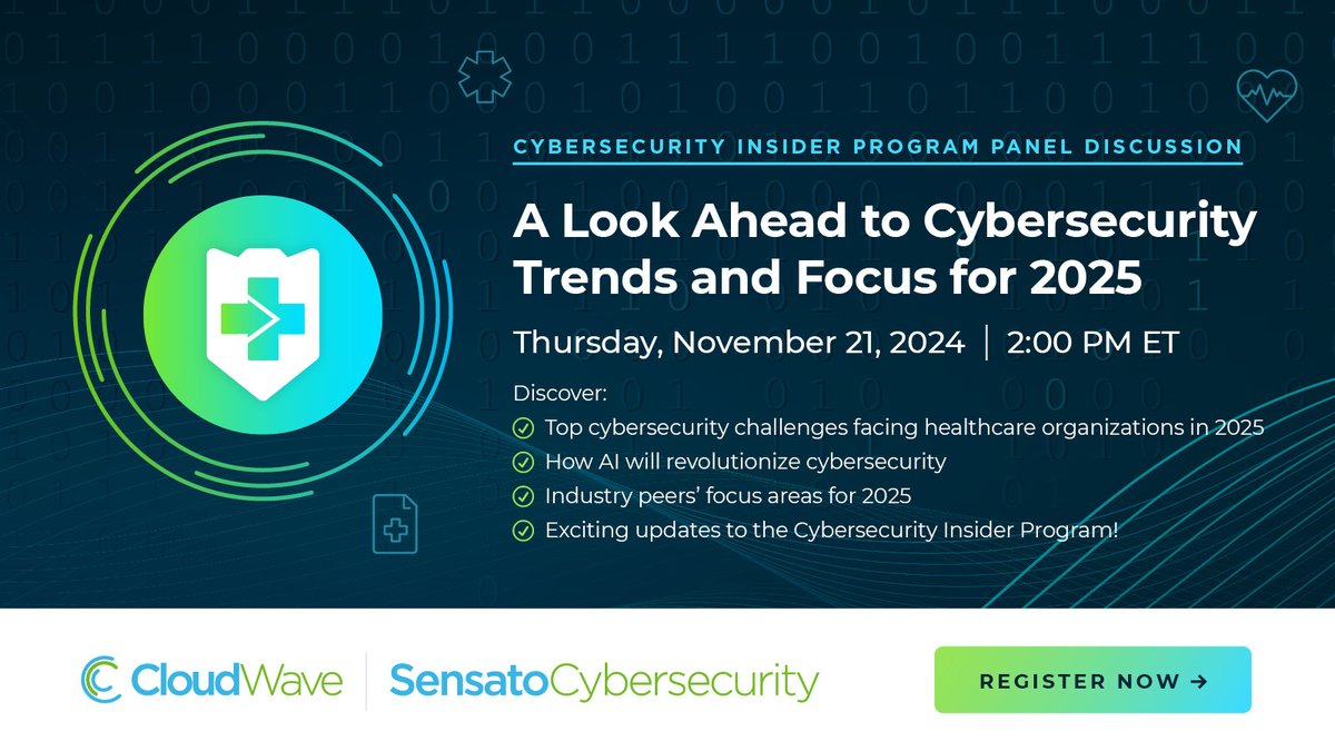 Looking ahead to 2025! Join <a href="/GoCloudWave/">CloudWave</a>'s panel discussion on Nov 21, 2pm ET, to explore top cybersecurity challenges, AI's impact, industry trends &amp; CIP updates!  

Not Registered? bit.ly/3rRmfyE