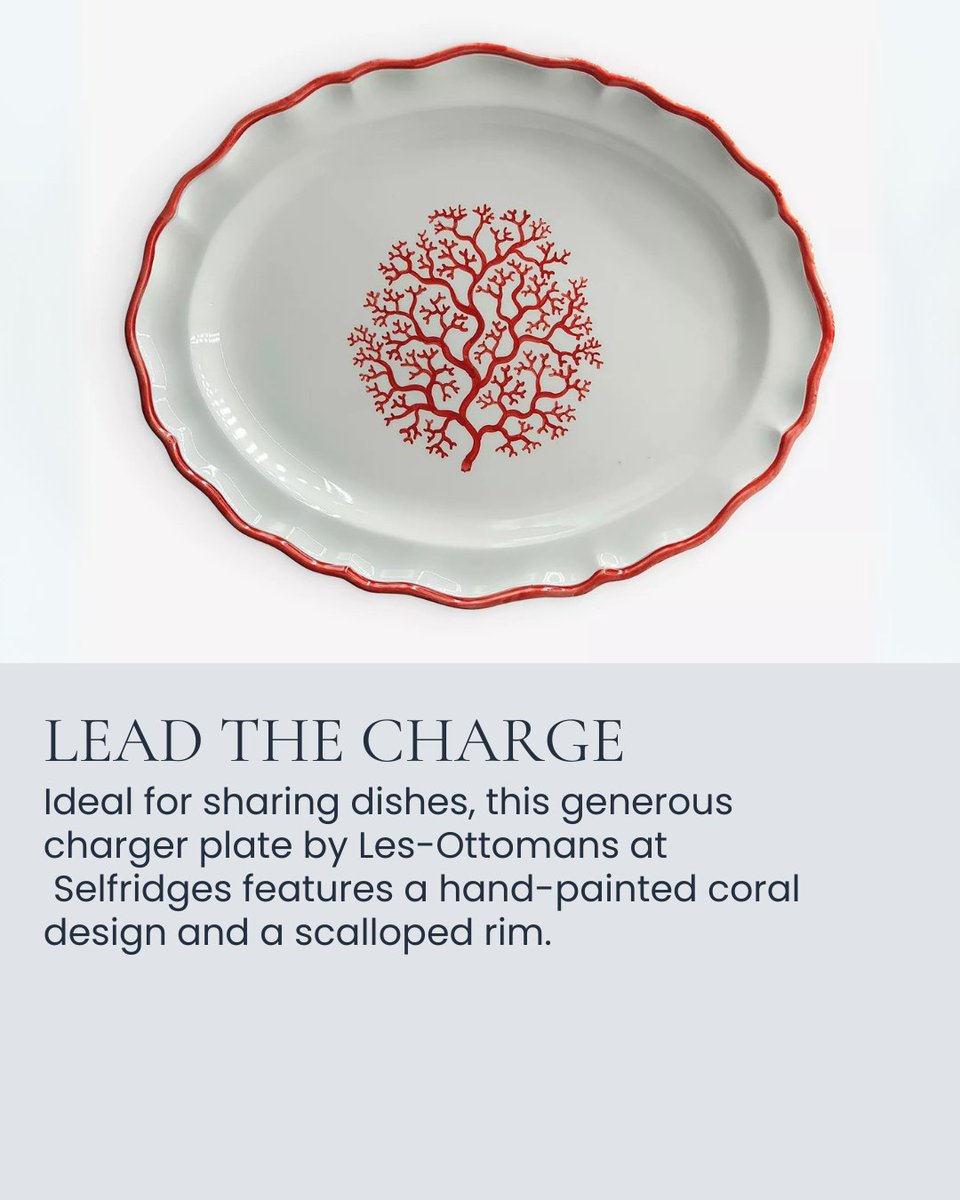 This month, we love this coral hand-painted ceramic charger plate by Les-Ottomans 🍽️

Available at Selfridges this charger plate is ideal for evenings spent hosting family and friends during the festive period. <a href="/Selfridges/">Selfridges</a>