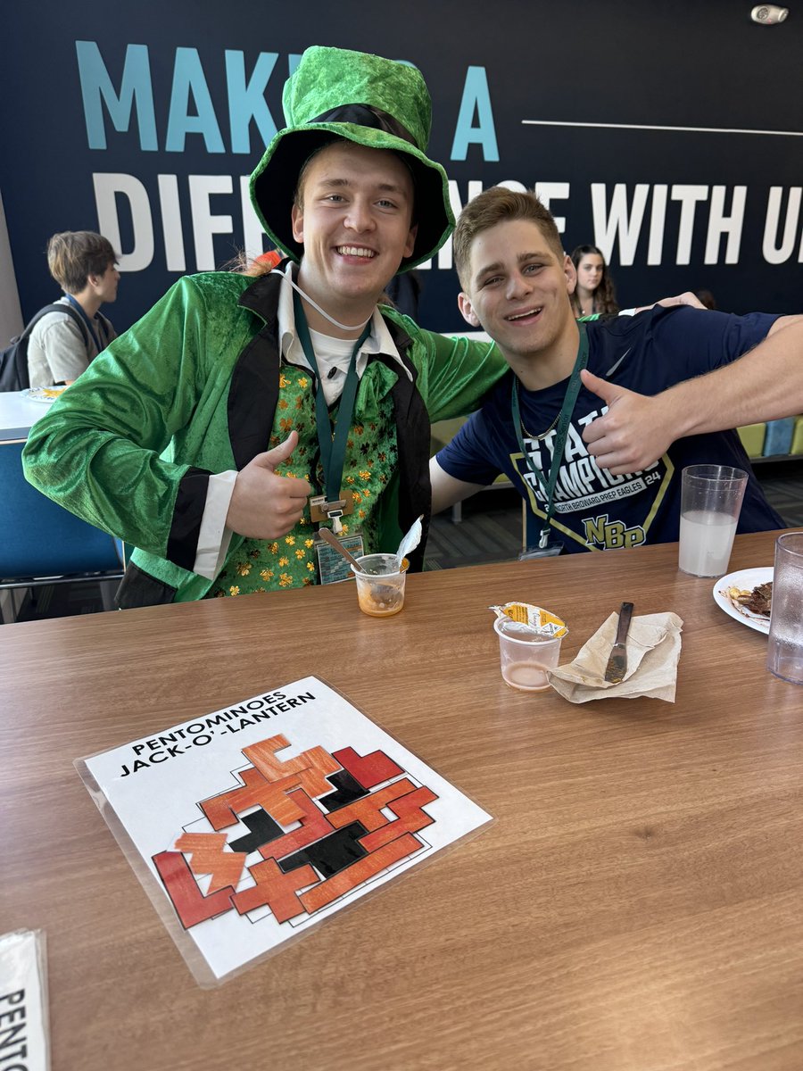 EatSleepMath's tweet image. Another month of #mathmagic at @NBPSEagles 

Last month we had fun puzzling w pentominoes pumpkins. This month we’re representing our thanks thru a bar graph 📊 of all things we’re thankful for!

Wishing everyone a wonderful Fall Break!