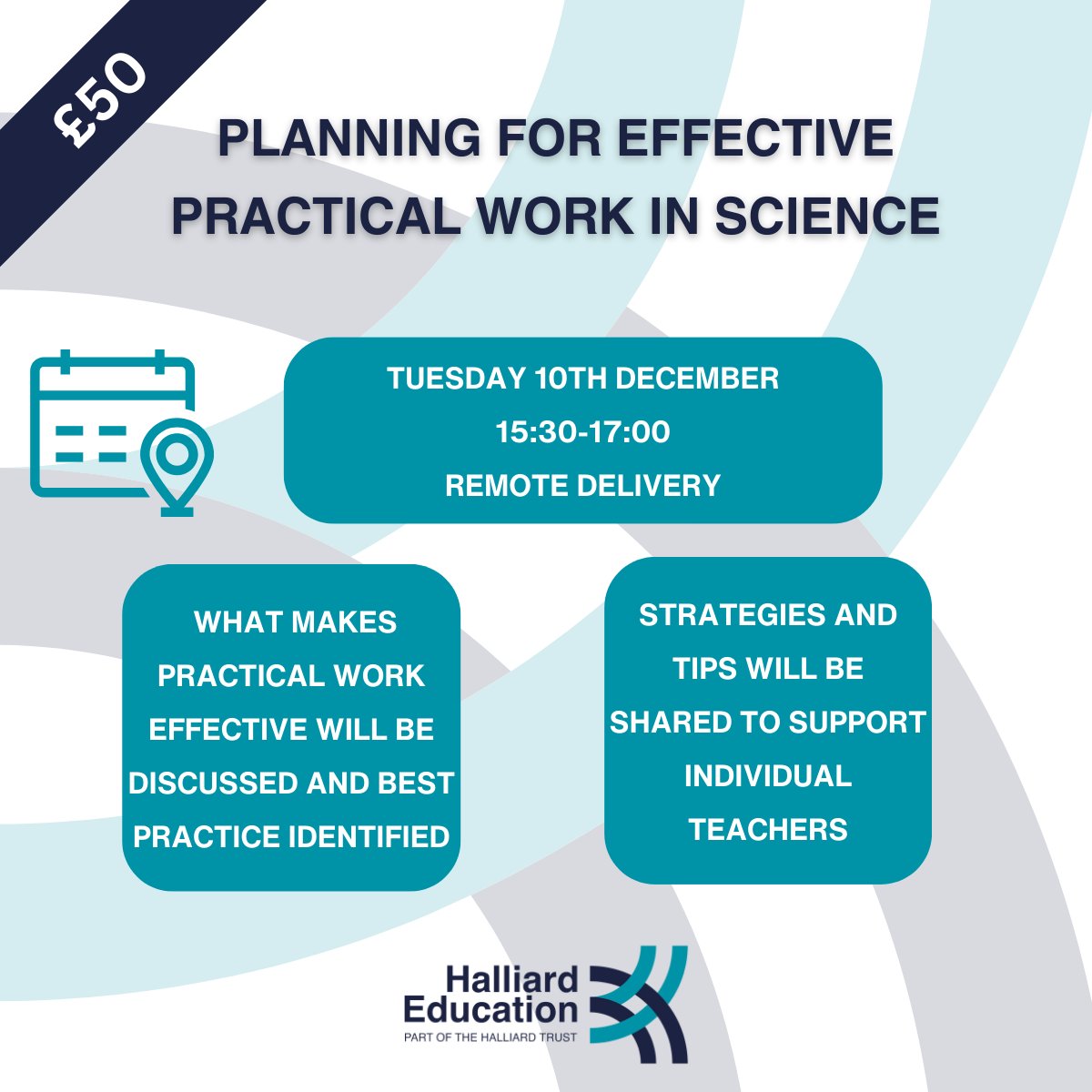 Join us for this planning for effective practical work in science Remote CPD on 10th December.

🎟 Book here: eventbrite.co.uk/e/planning-for…

#Science #Cheshire #Wirral #RemoteCPD #ScienceLeaders #SecondaryScience