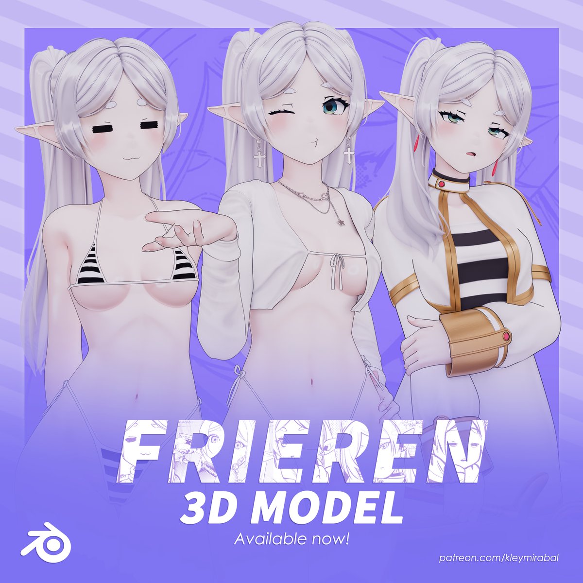 Kleymir_'s tweet photo. After two weeks of hard work Frieren's model is completely finished! 🗿✨, I hope you enjoy it as much as I did working with her, see you in a few days with Asa's model 🤍
#フリーレン #葬送のフリーレン #3DCG #Blender #3dmodeling #b3d https://t.co/zOwAbDDu6d